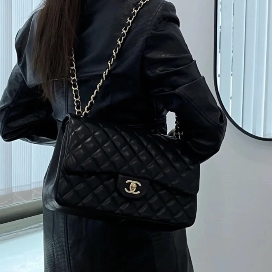 95新 Chanel/香奈儿 包展专属Chanel 黑金cf Jumbo 