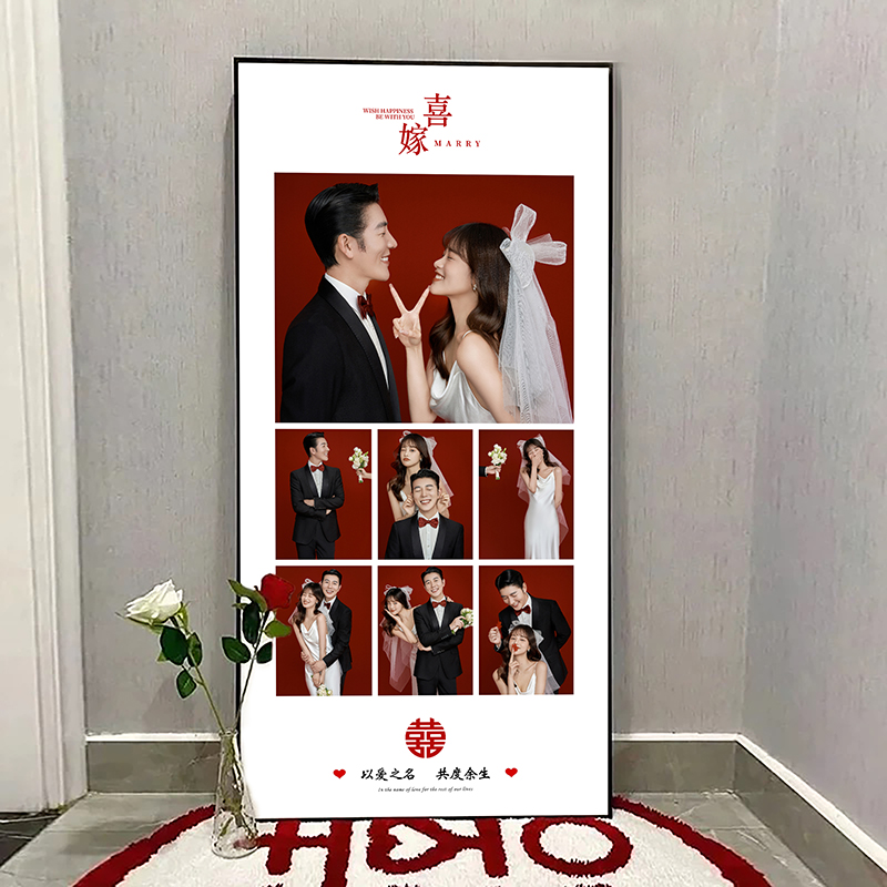 定制婚纱照相框客厅挂墙结婚照九宫格照片玄关拼图新款装饰画相框
