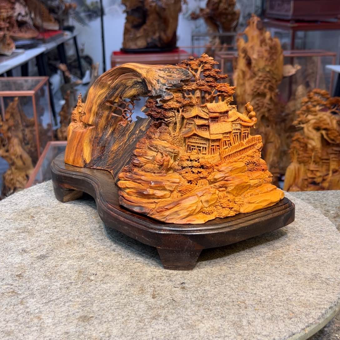 柏木（崖柏）崖柏根雕世外桃源