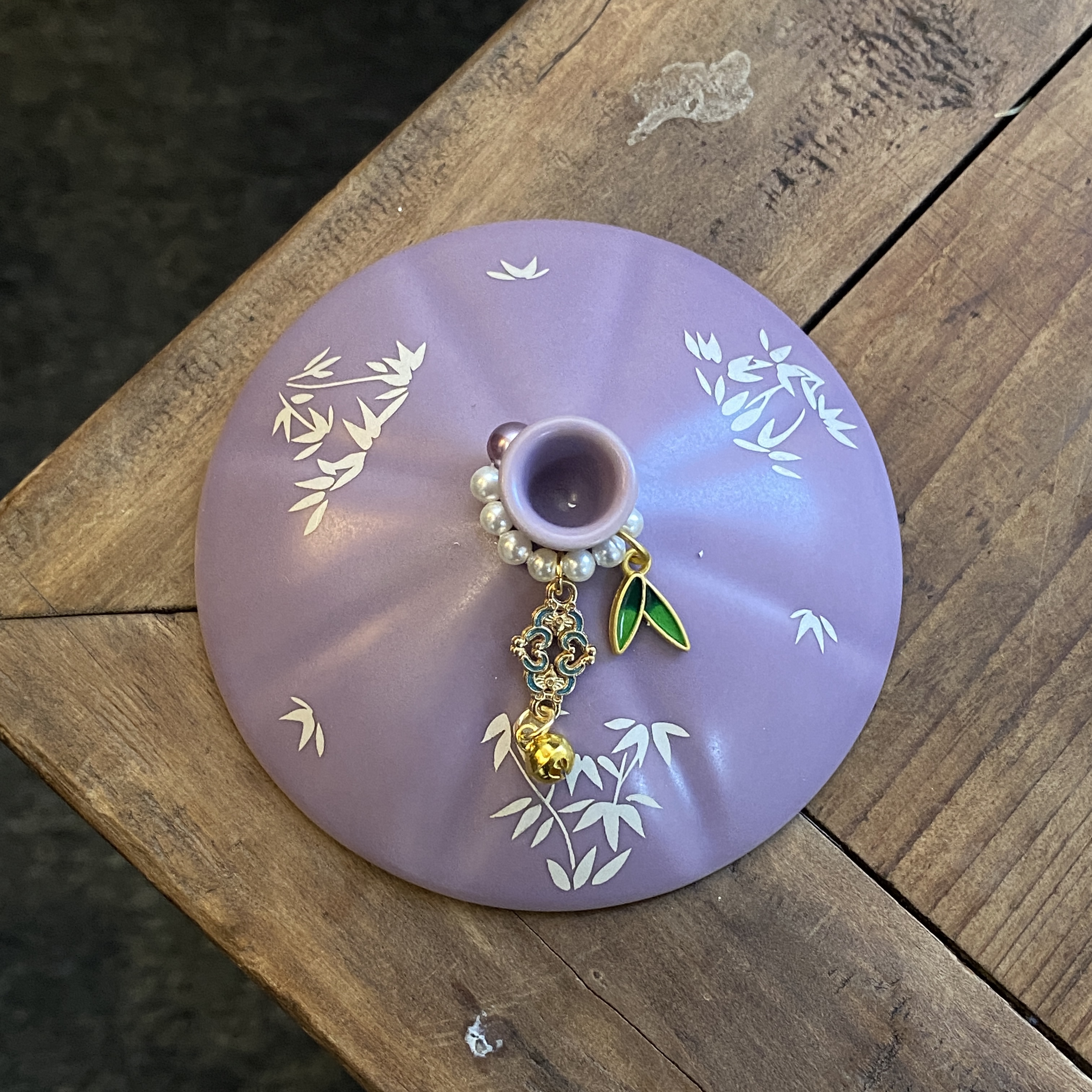 四海新品【银竹不秋草斗笠盖碗的提溜】手工中式茶道零配