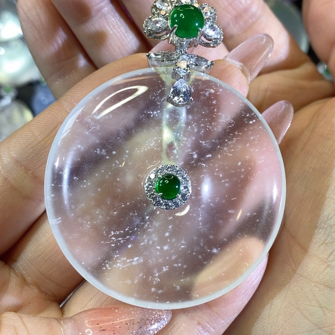 石英质玉银S925镶嵌颈饰