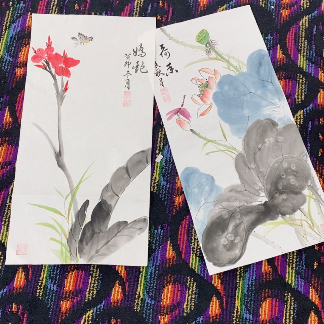 国画张玉玲四尺四开两张曈