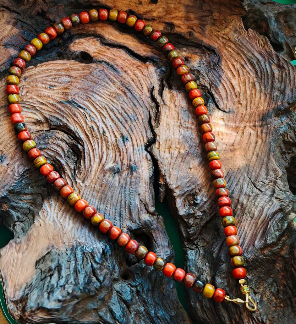 【沐姐珠宝】稀缺南红上村料鸡血浆高定款老型锁骨链多样性发一