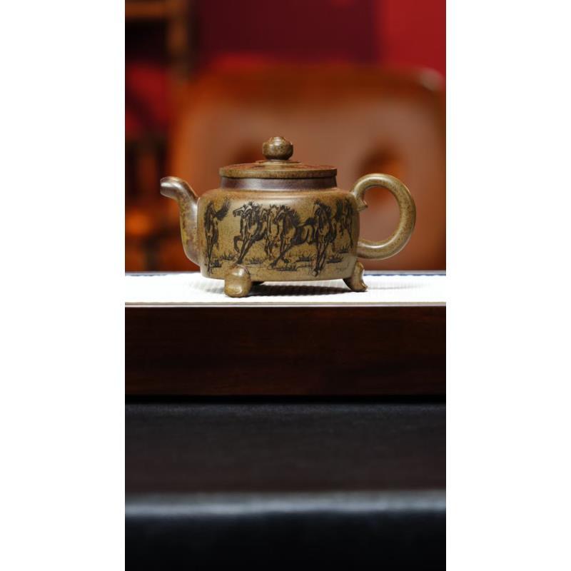 宜兴紫砂 三足大彬 虎皮金砂柴烧 王燕 h200