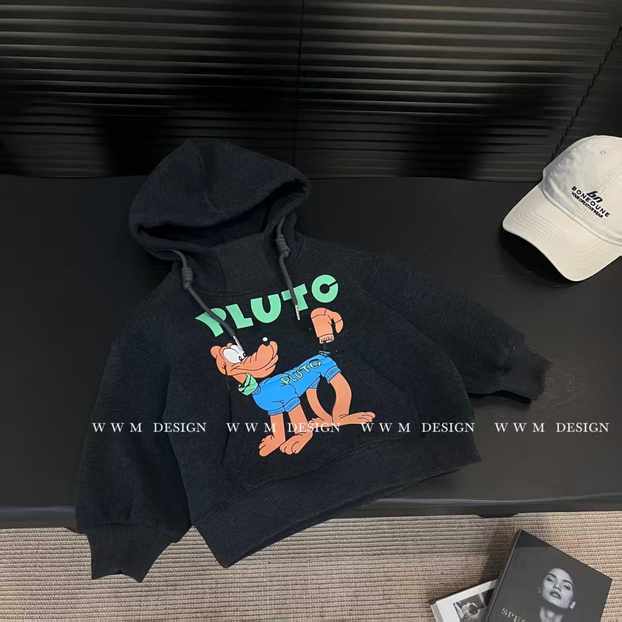 【现货】【文文妈】男女童冬季新款韩版简约加绒休闲卡通连帽卫衣