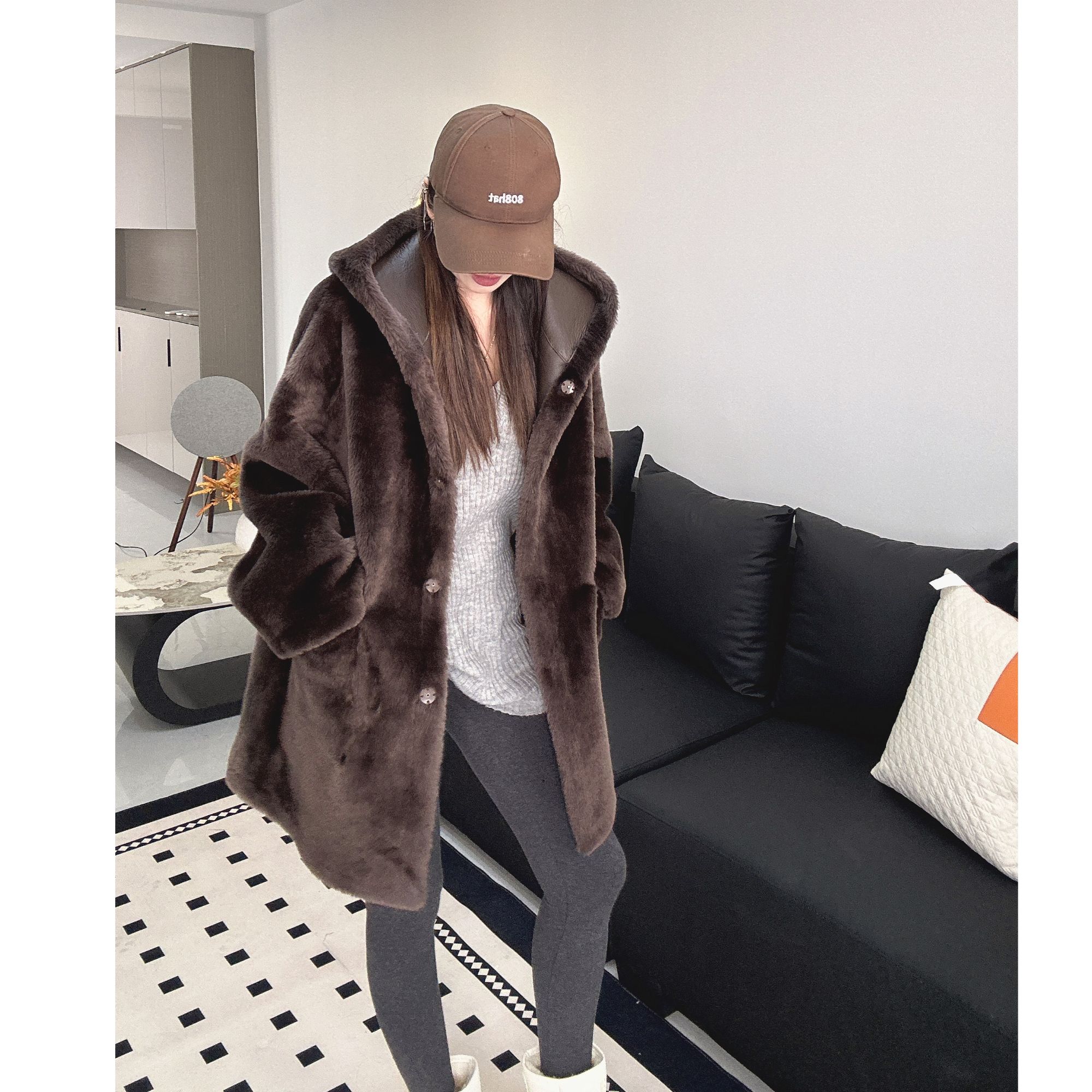  【Z老板】凛冬恋歌 进口小拉贡 原生态皮毛一体真皮真毛 250996