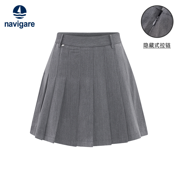 navigare意大利小帆船学院风百褶裙女士小个子短裙显瘦A字半身裙