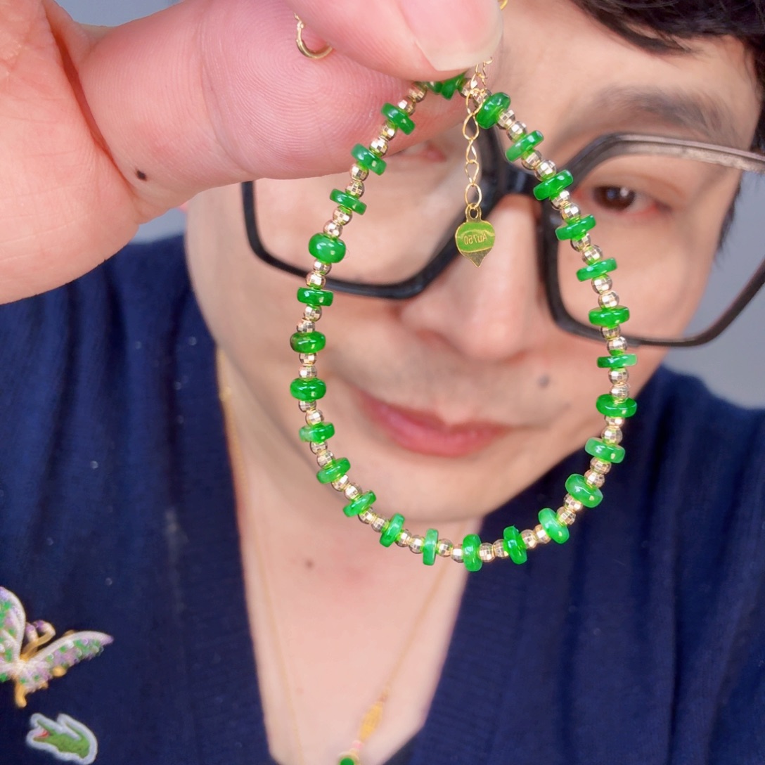 翡翠颈饰18K金镶嵌一个