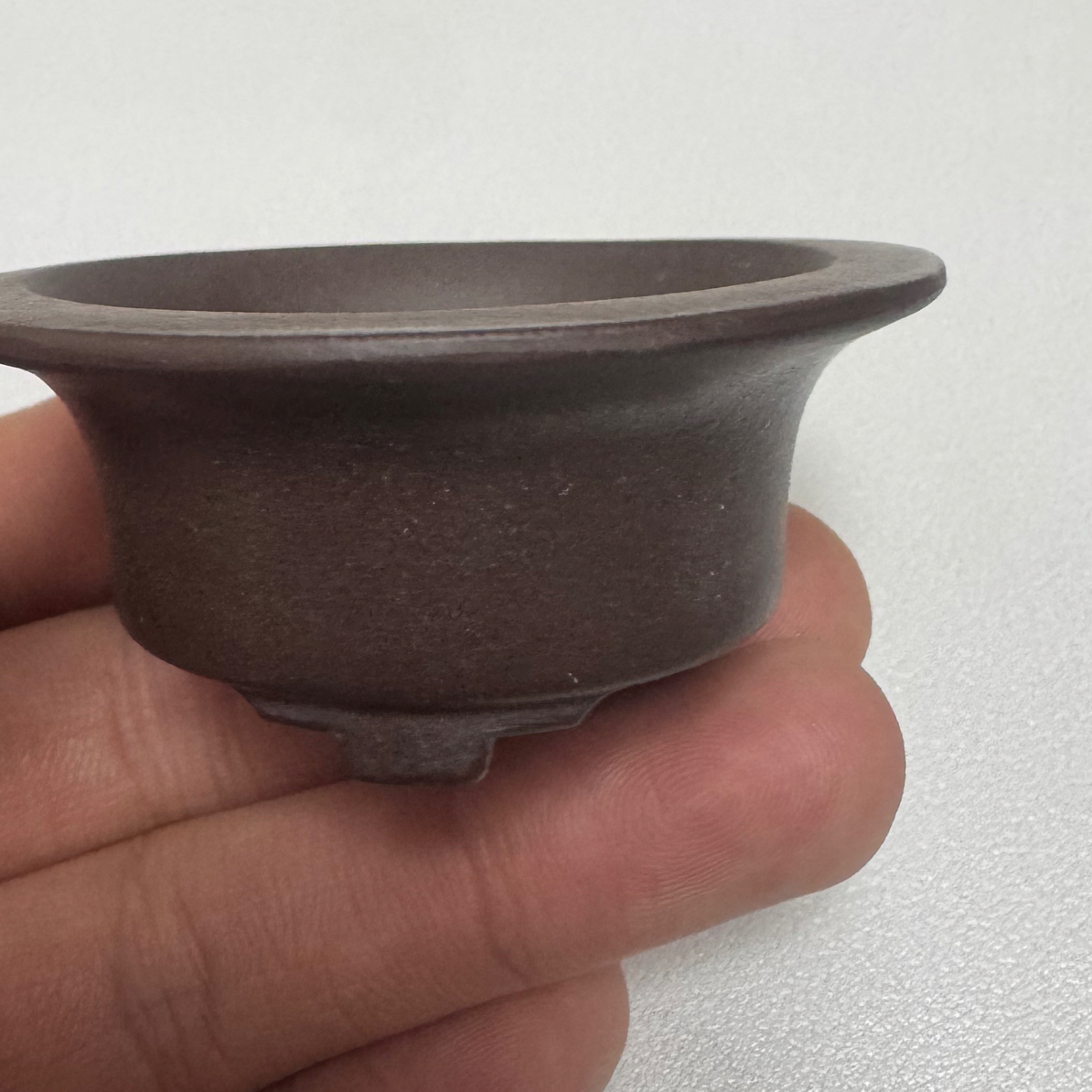 紫砂手工微型瓢口圆盆适合多肉菖蒲绿植桌面盆栽迷你盆景5.5x2