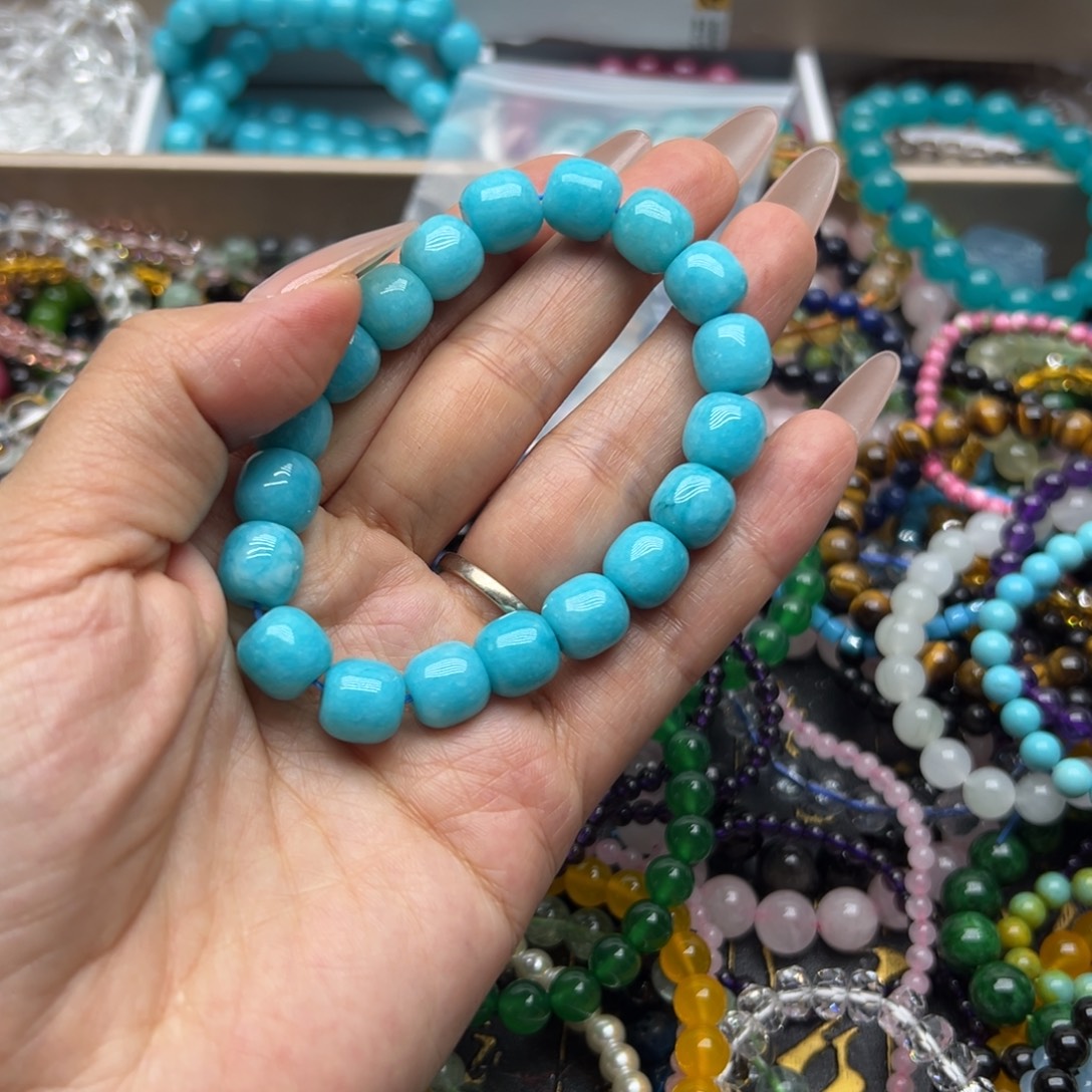 烟晶手链未镶嵌枣珠天河石