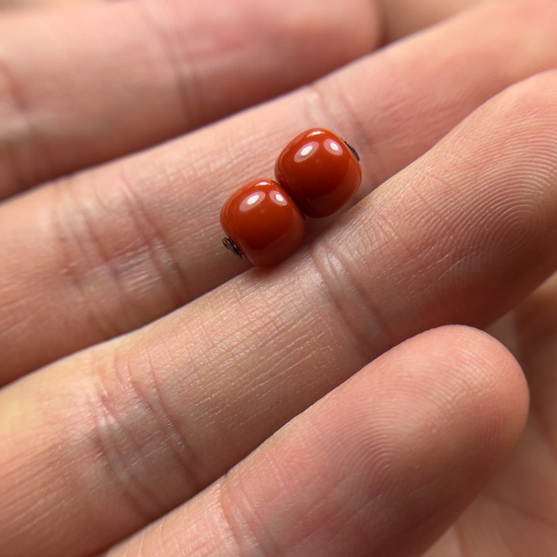南红玛瑙老型对珠未镶嵌大****