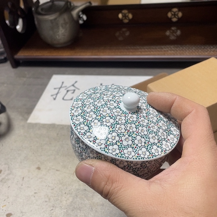 陶其他浮世绘百花盖杯