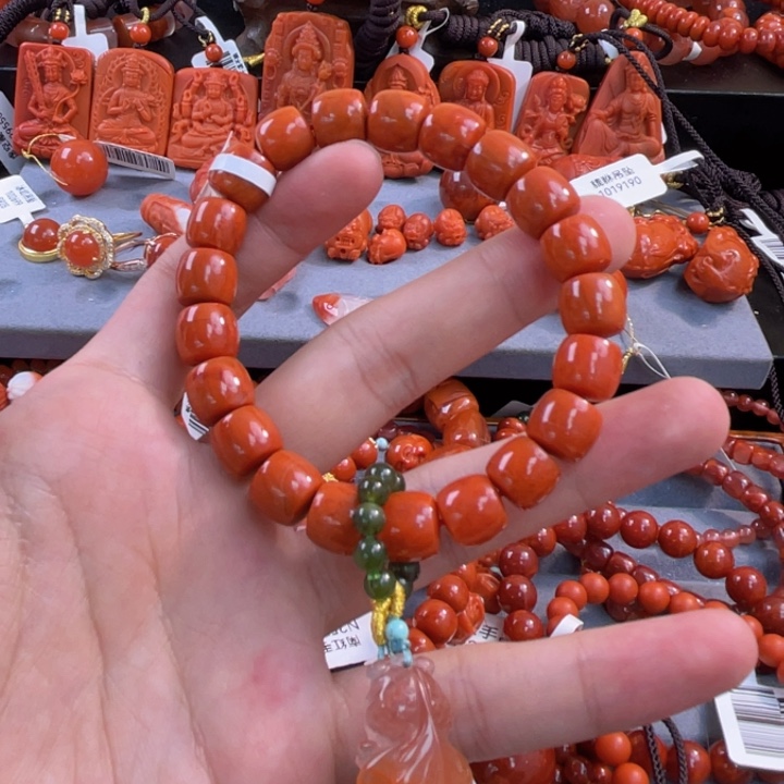 南红玛瑙多样性发一未镶嵌直切手串金鱼滴流10.6mm