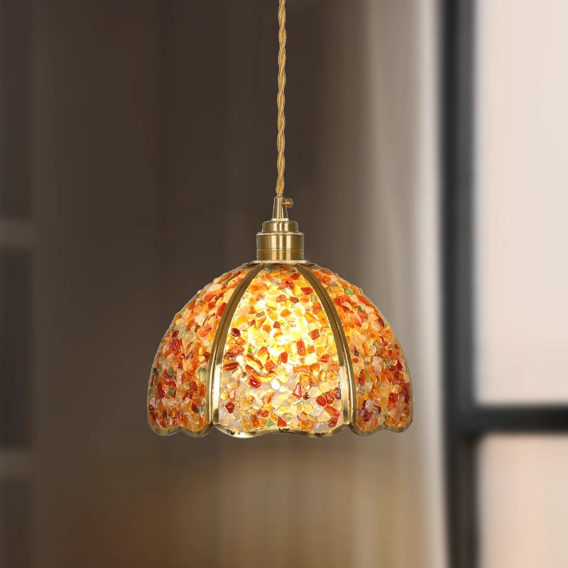 法式轻奢全铜水晶玛瑙吊灯卧室床头衣帽间阳台走廊过道创意小吊灯