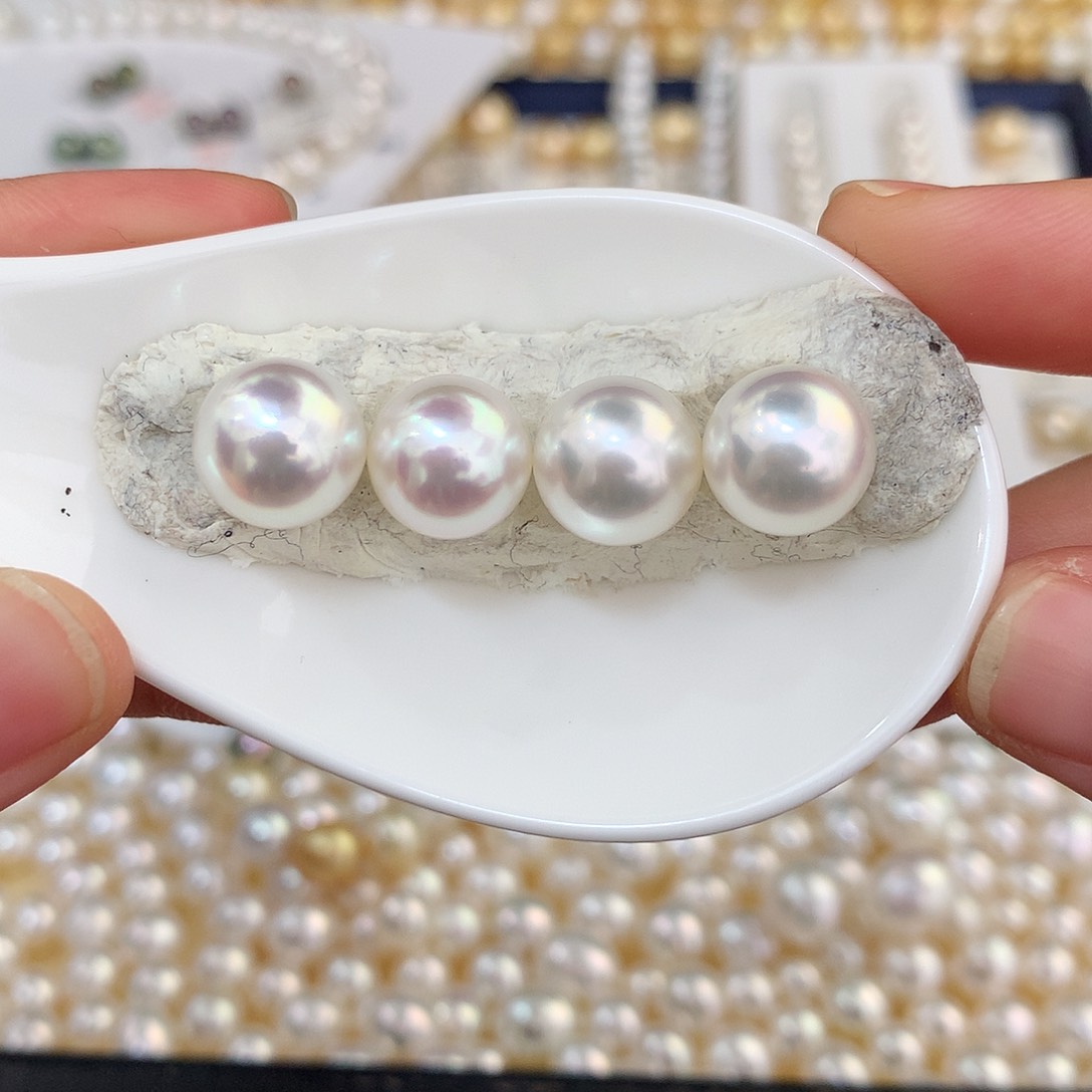 未镶嵌澳白11-12mm*4颗海水珍珠可**蕾