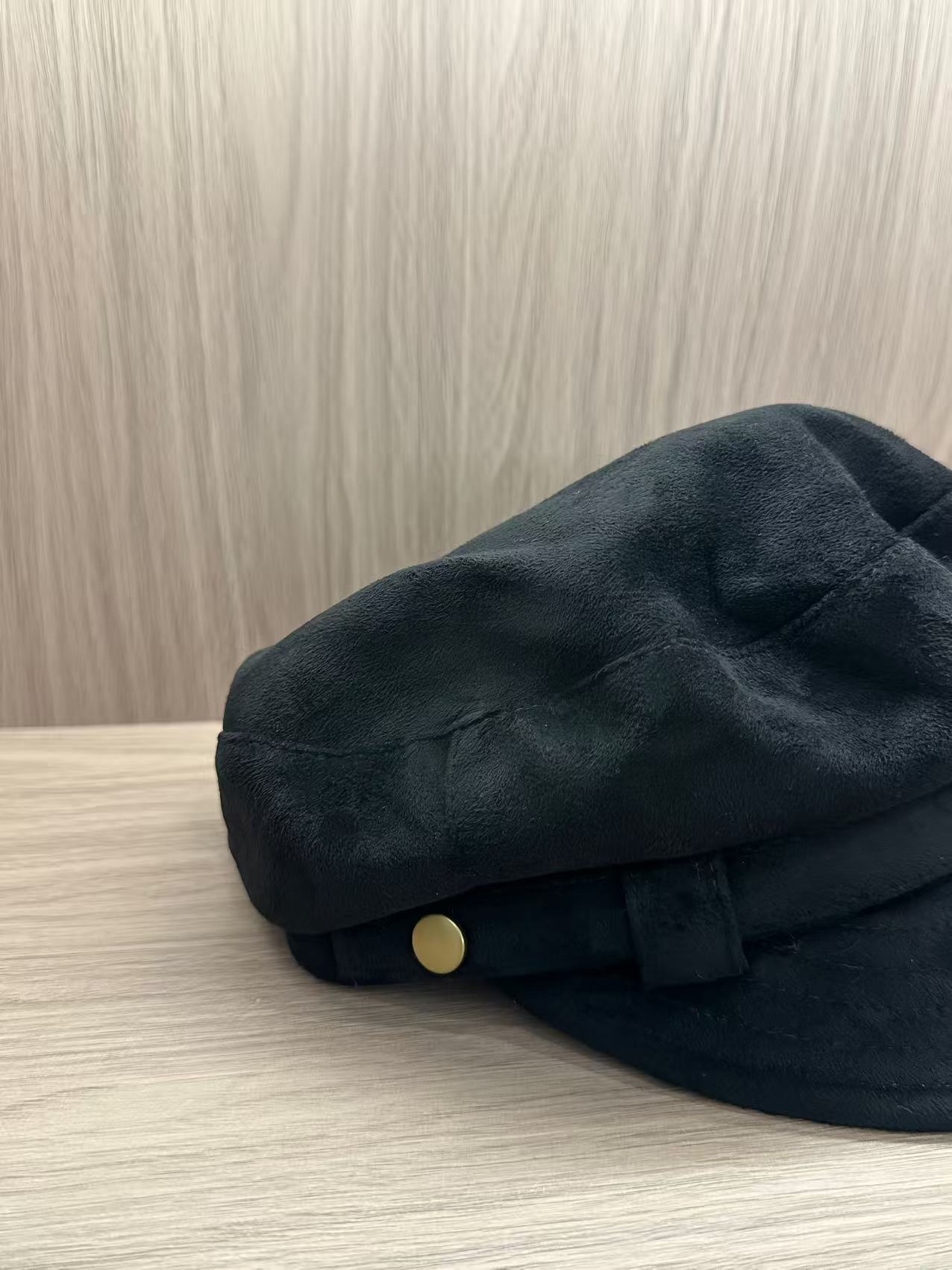 M-2013 小凯麂皮绒黑色贝雷帽