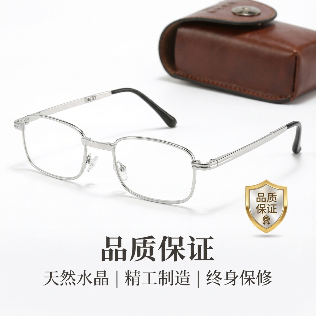 天然真水晶折叠时尚养眼抗疲劳可随身携带男女老花眼镜