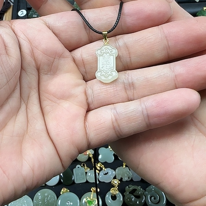 和田玉吊坠(不含链)银S925镶嵌