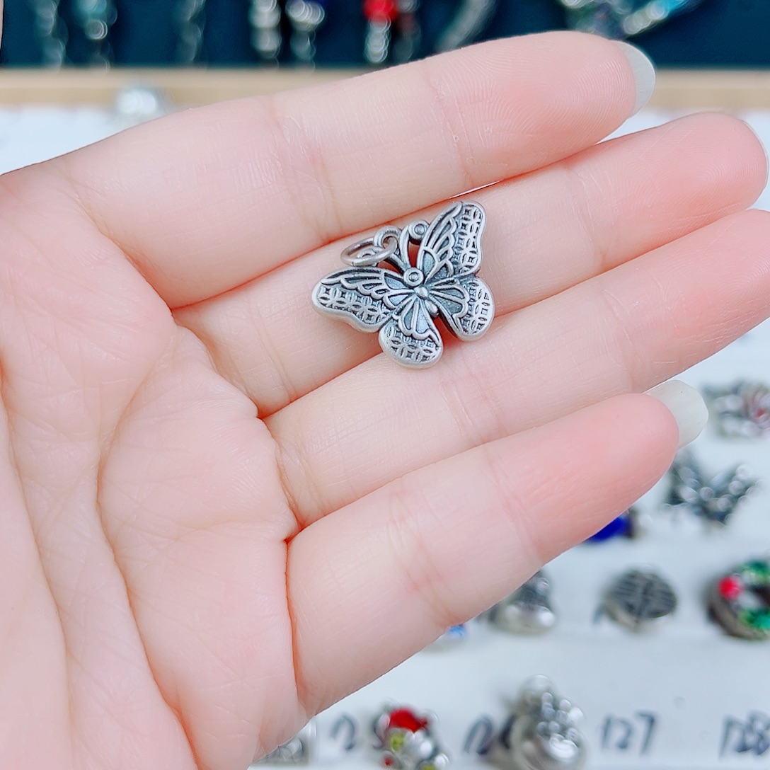 珐琅足银足银999蝴蝶