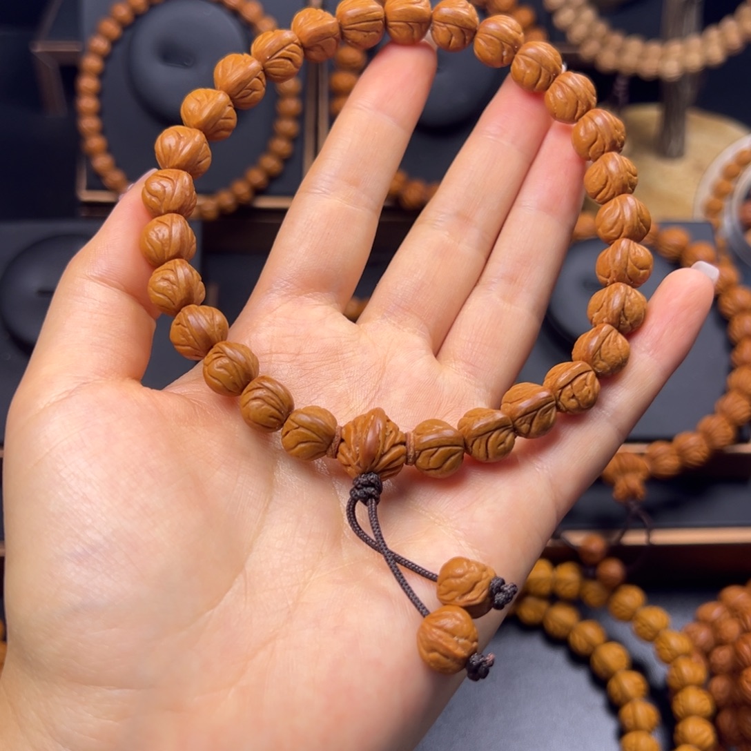 背***驰桃核手串野生玉龙脊11