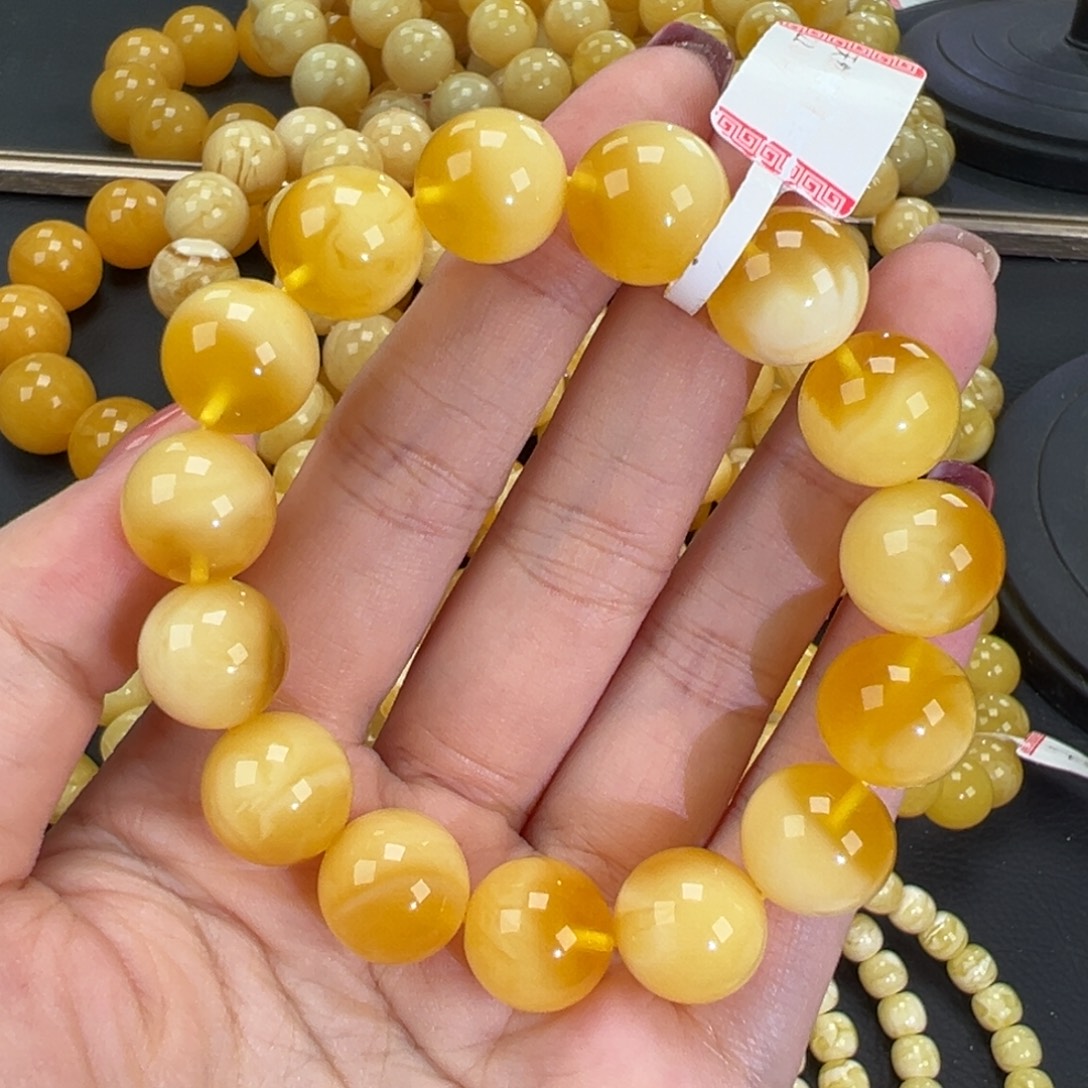 琥珀未镶嵌手链22金白