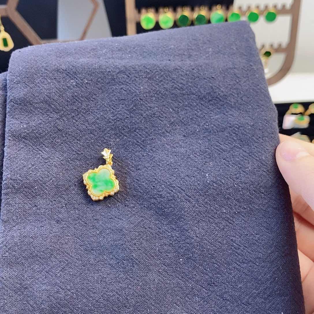 翡翠银S925镶嵌手镯缅甸翡翠A货吊坠