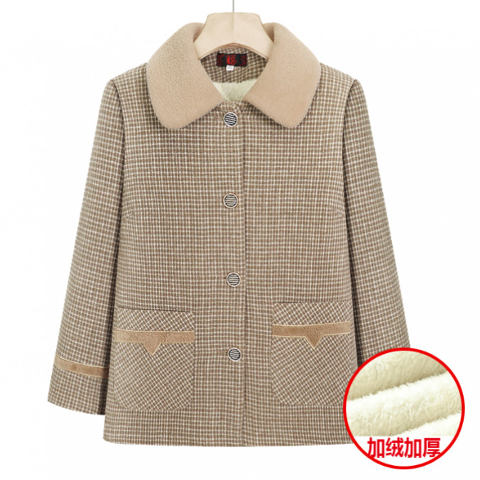 11724-中老年女装新款冬装格子加绒洋气加厚衣服上衣【芳菲制衣】
