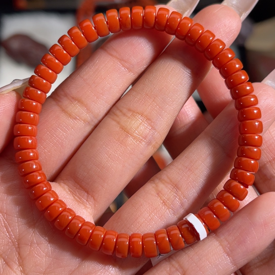 南红玛瑙未镶嵌直切药片手串 6mm