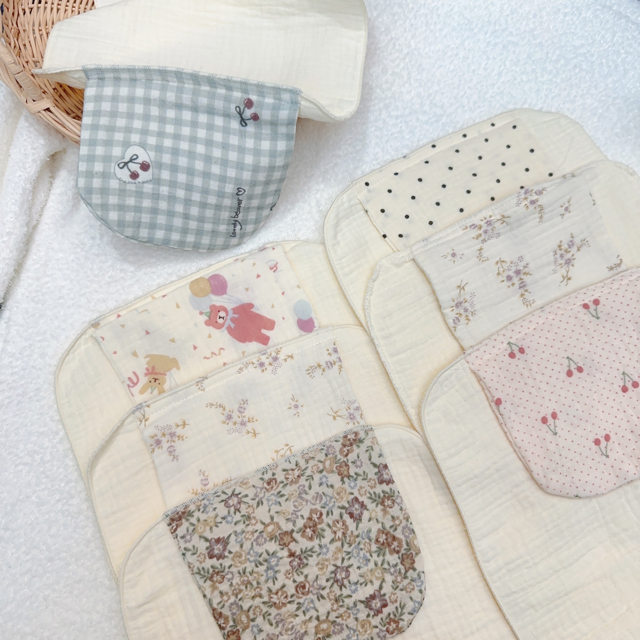 失眠小屋新品 3条装韩系ins儿童隔汗巾纯棉纱布 新生婴儿