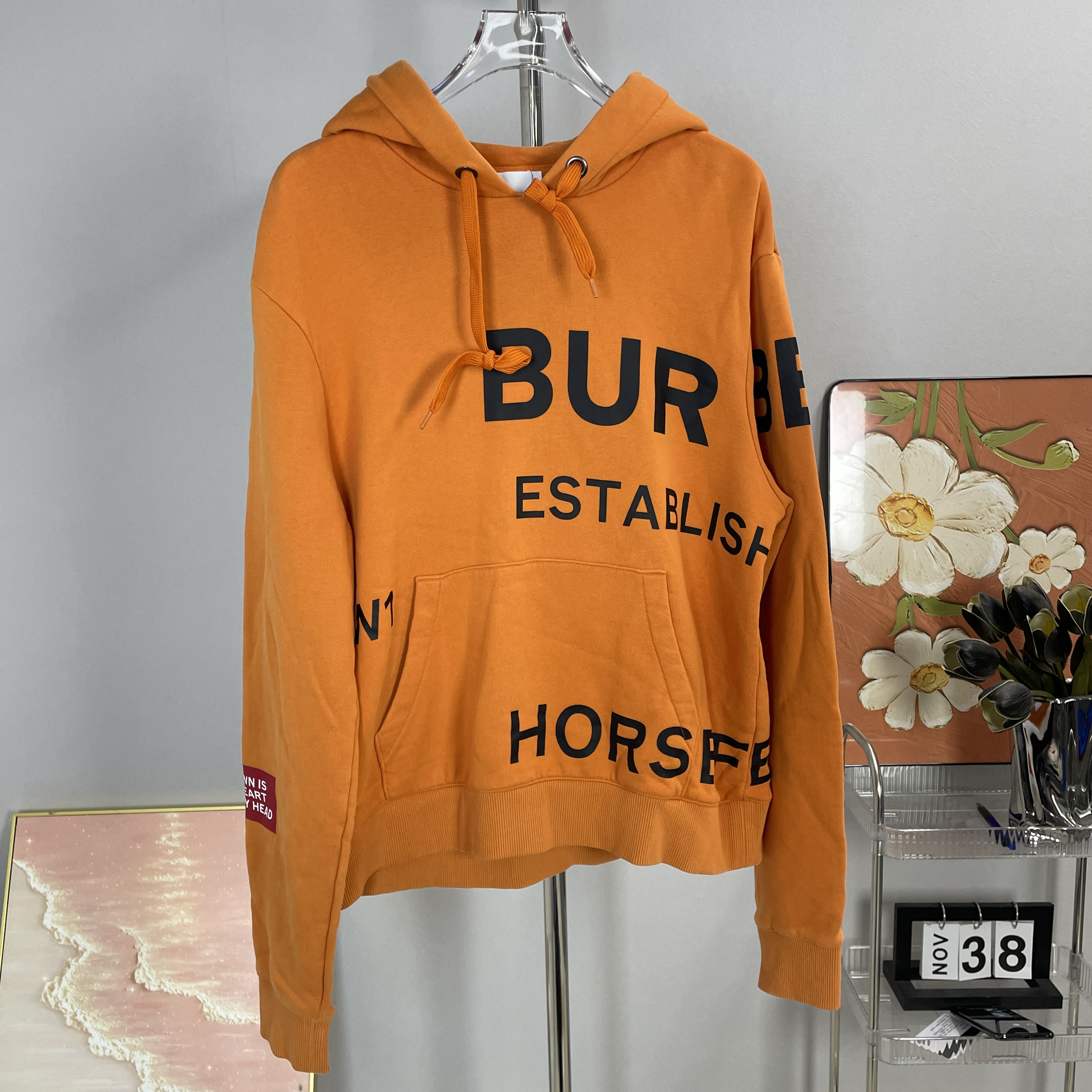 99新 BURBERRY/博柏利 专柜价6400 橙色 卫衣 99新 S码 A6363
