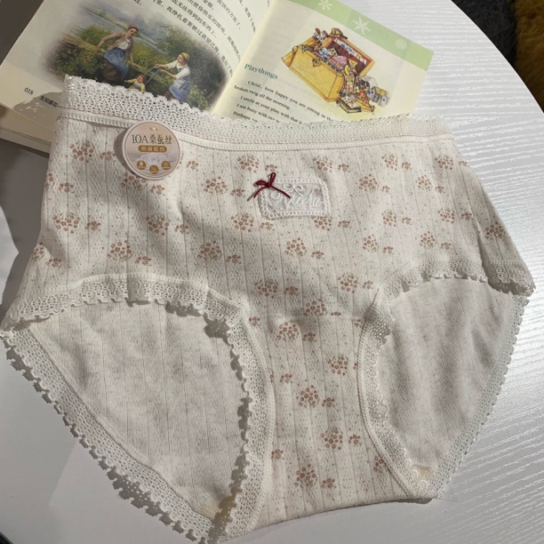 红色蝴蝶结少女中腰透气女士柔软纯棉三角内裤舒适90-135