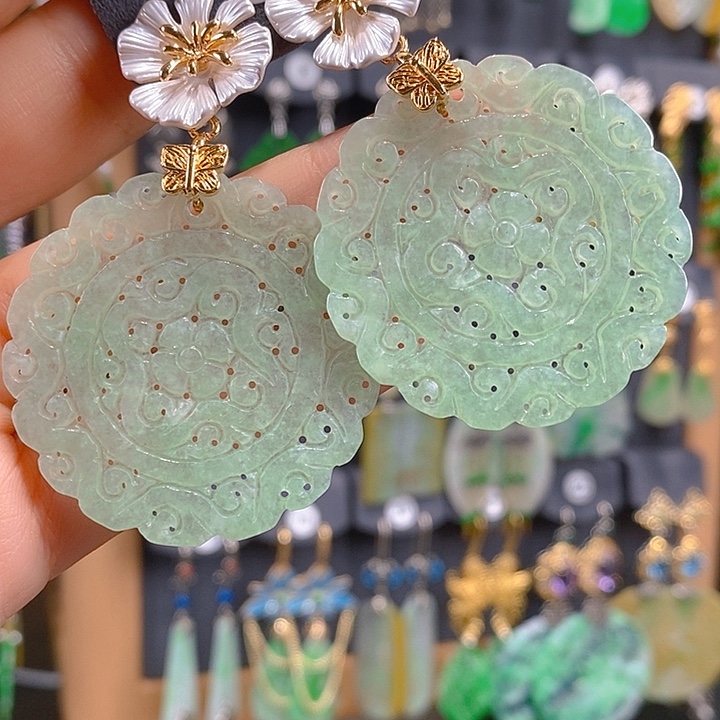 翡翠未镶嵌耳饰翡翠