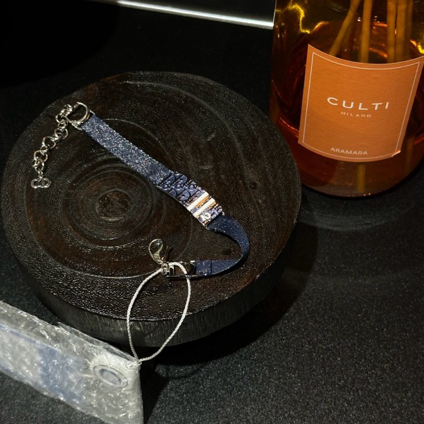 95新 DIOR/迪奥 只盒/中古牛仔珐琅丝带数字手链包