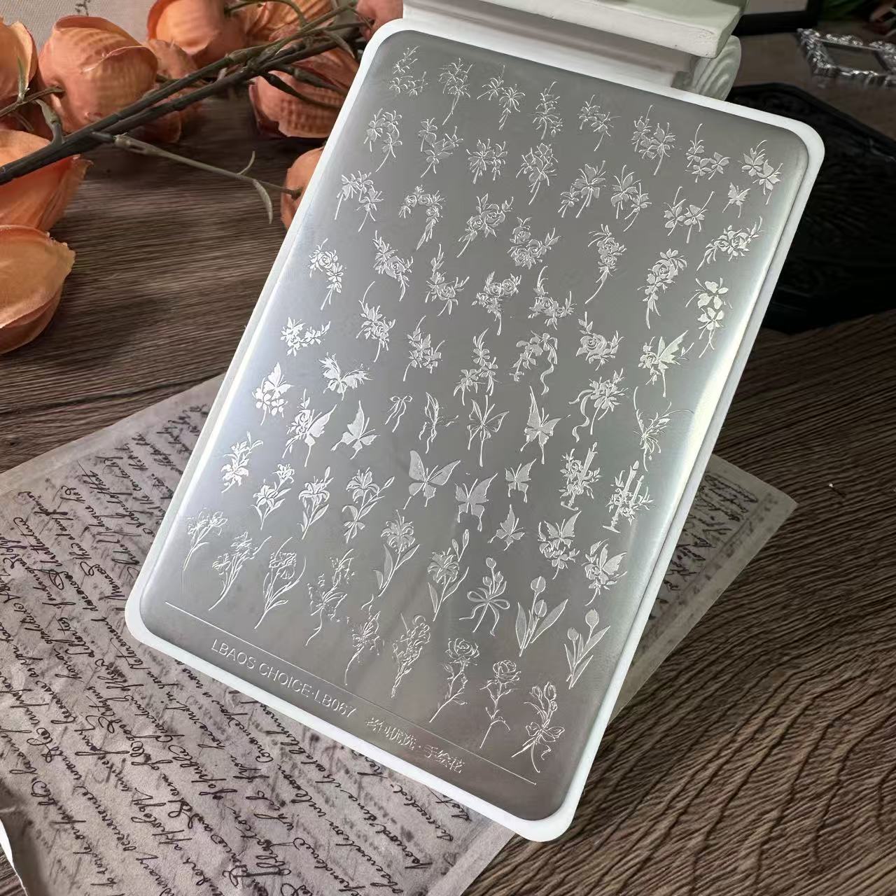 【1张】老包专属【优选pro】·手绘花哑光美甲转印钢板