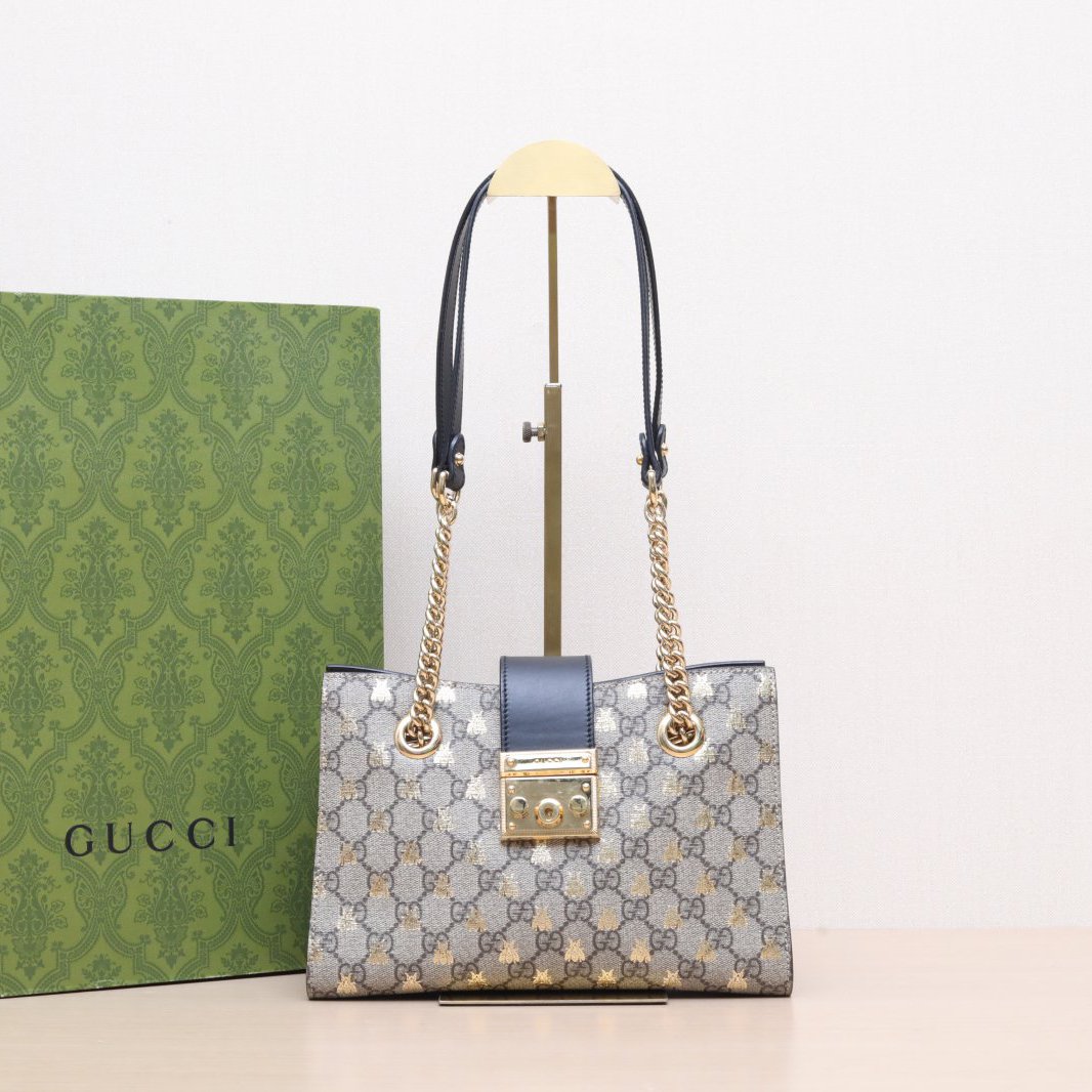 95新 GUCCI/古驰 单肩包 锁头包 小号 26 蜜蜂印花 P205639005