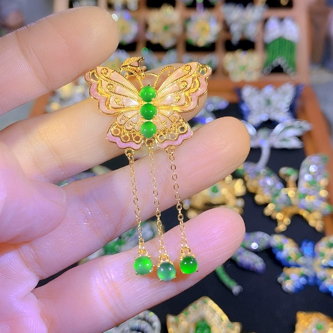 吊坠(不含链)银S925镶嵌翡翠