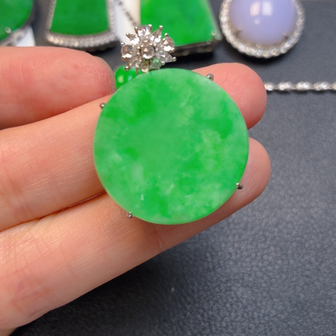 翡翠银S925镶嵌吊坠(不含链)
