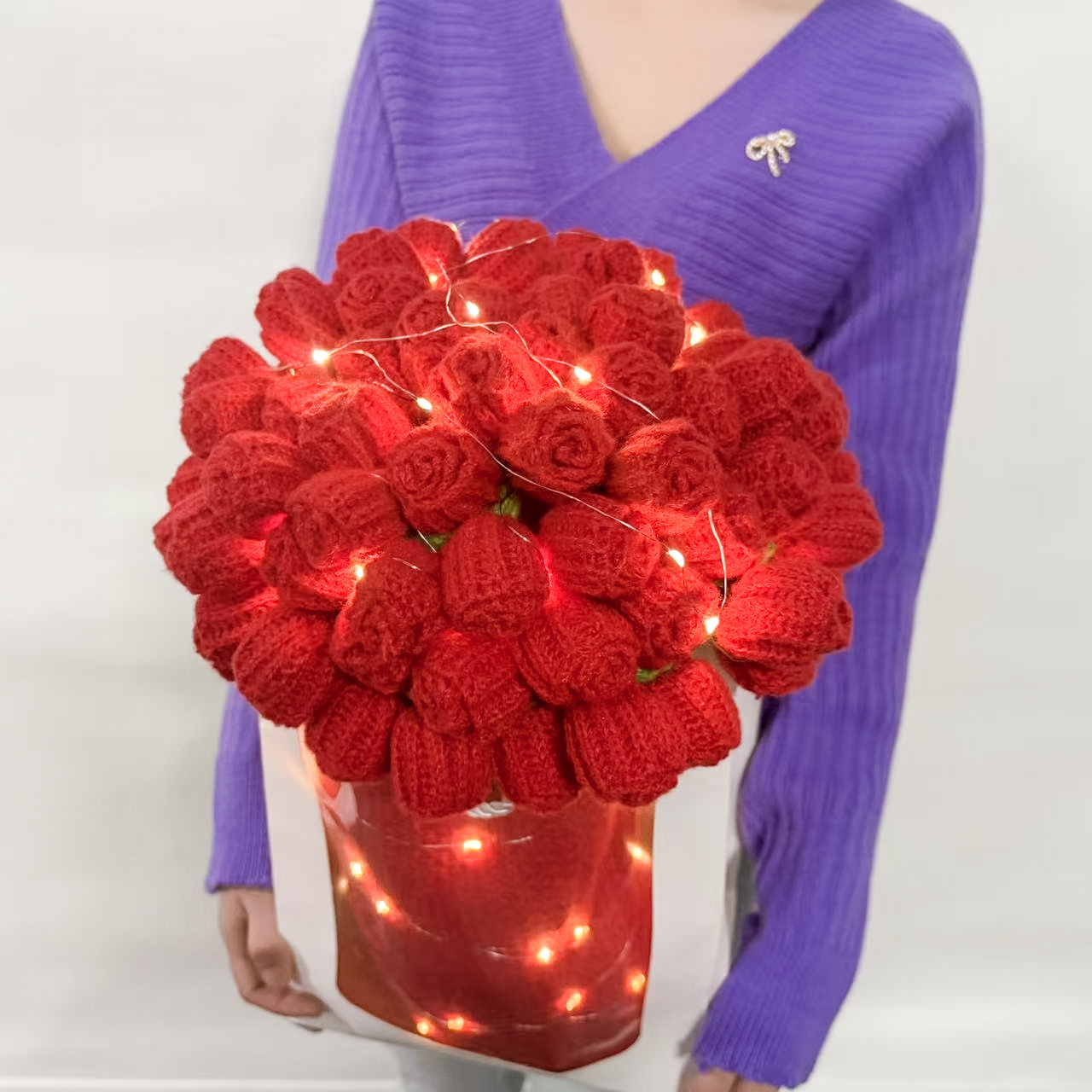 HK成品玫瑰花束毯子生日礼物披肩空调毯沙发毯匠心工艺送女友