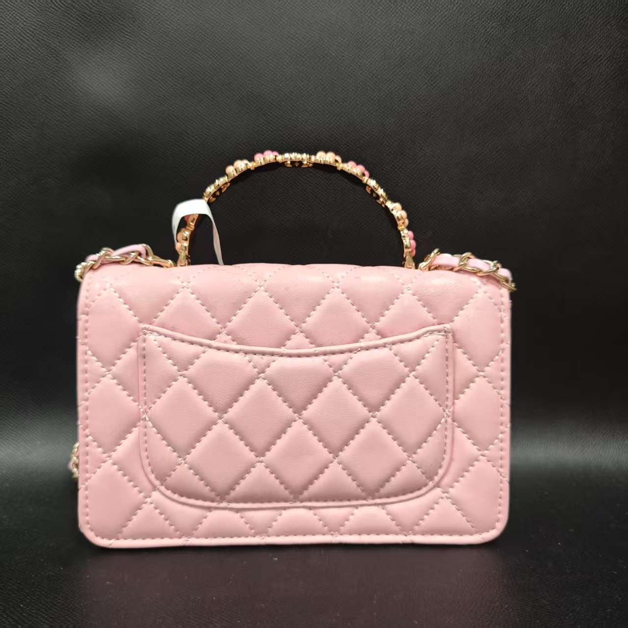 SMVP 高定奢品 时尚潮流真皮新款女包包 10688 粉色手提花
