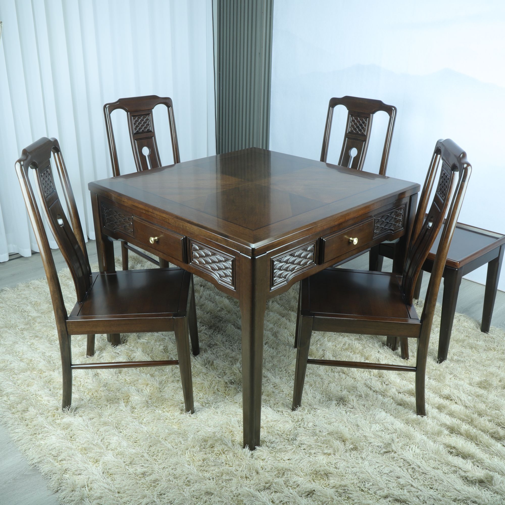 A雀岩麻将机新中式实木麻将桌2025餐桌桌子家用一体全自动机麻