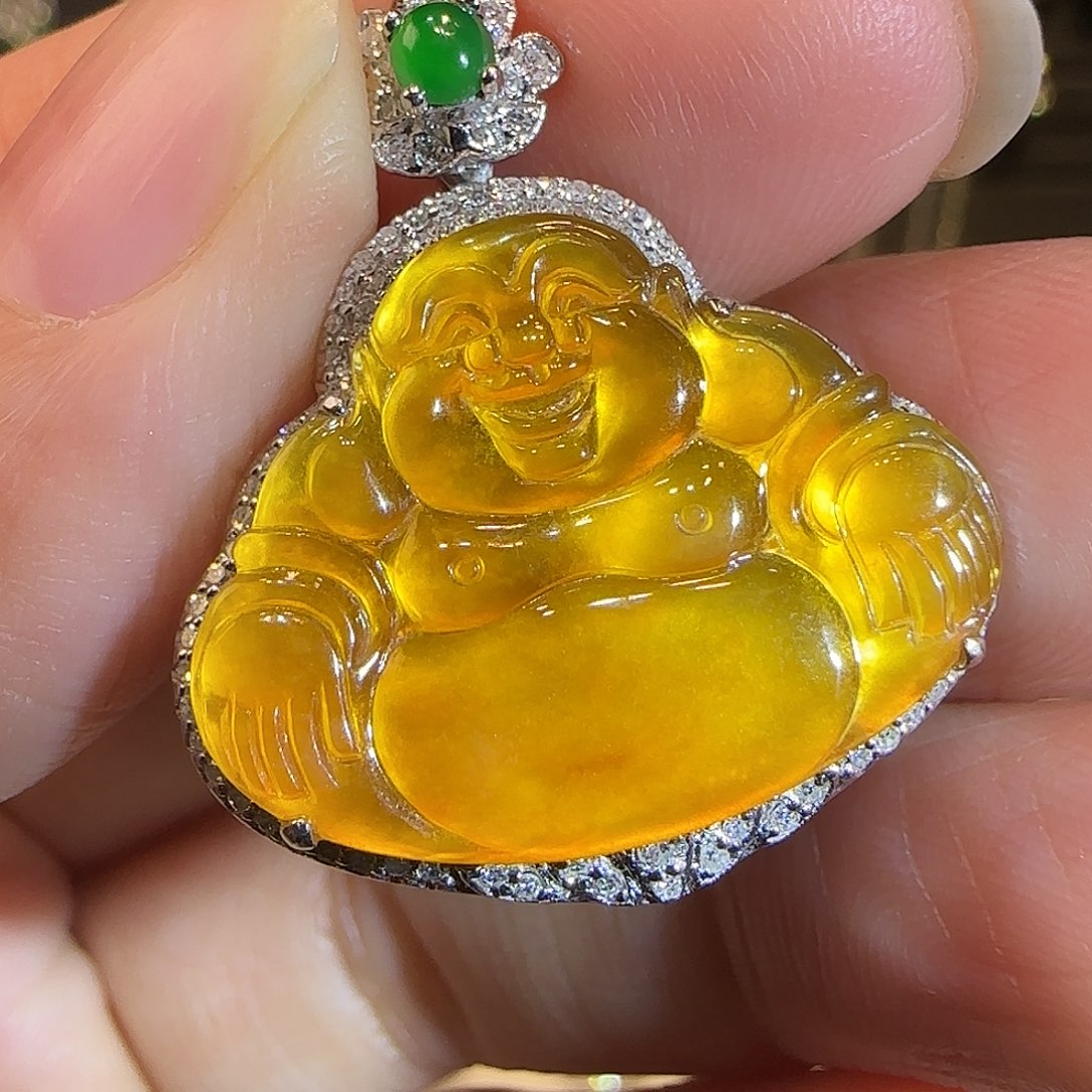 翡翠18K金镶嵌吊坠(赠链)