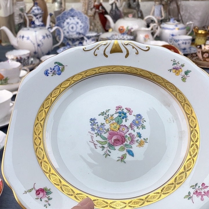 中古海外欧瓷盘盘子小房子