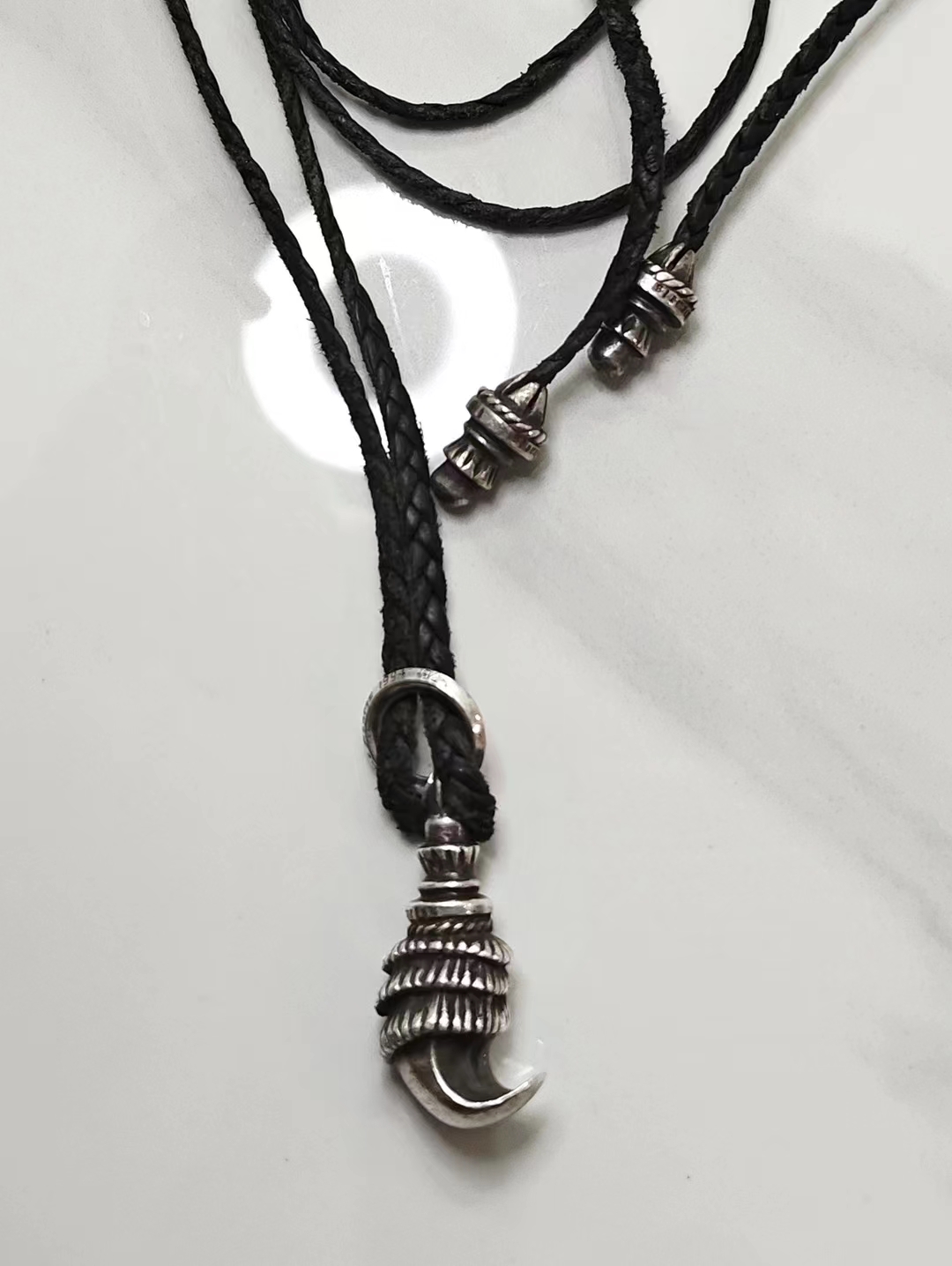 99新 Chrome Hearts/克罗心 98新 claw鹰勾鹰爪吊坠皮绳项链