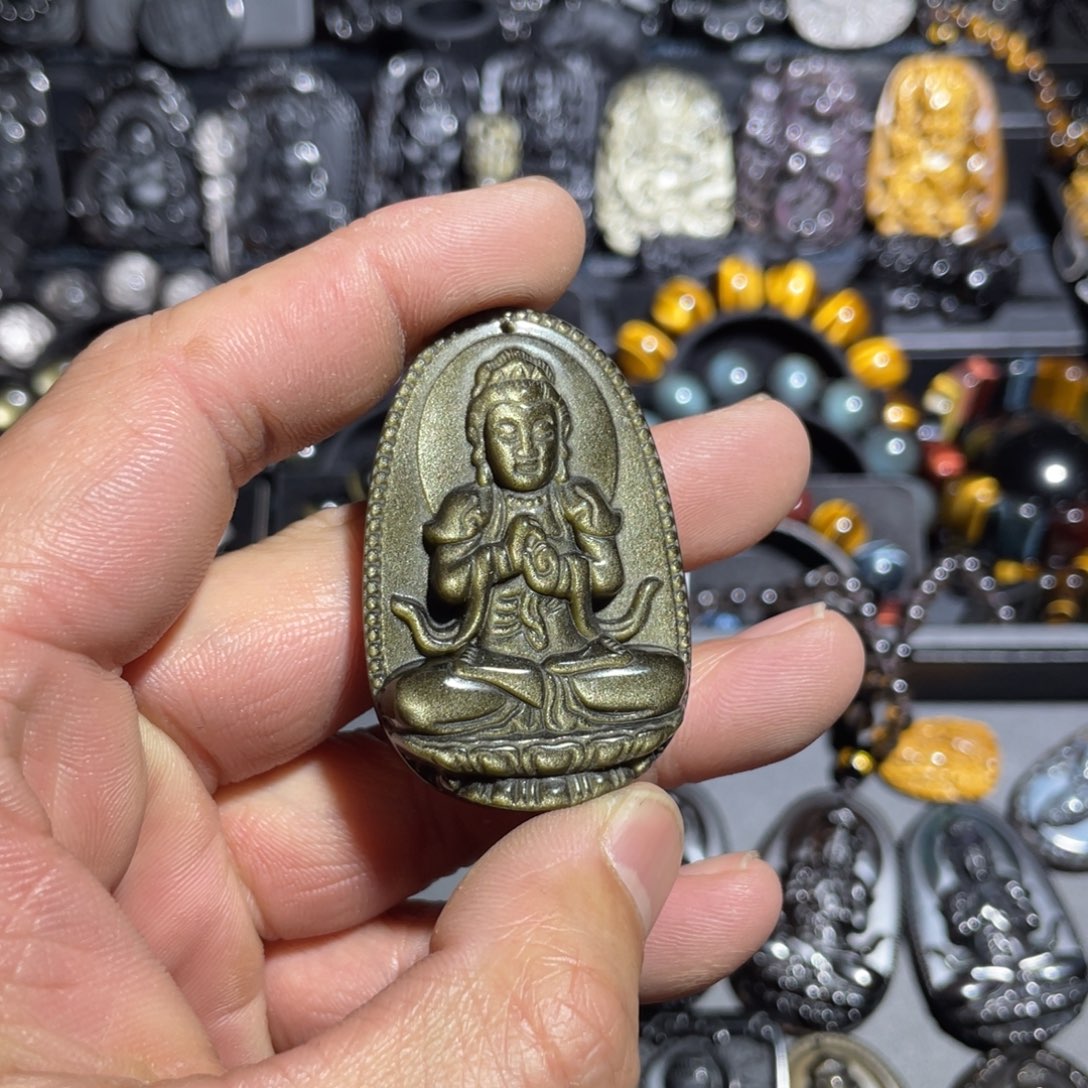 黑曜岩吊坠(赠链)未镶嵌B****辞