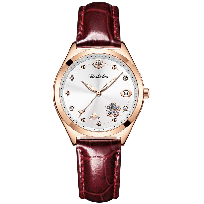 时髦简约休闲款樱花简洁石英女士手表8177皮带专属