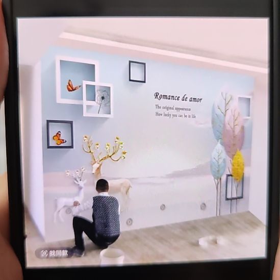 思***华客厅电视墙壁画壁布材质