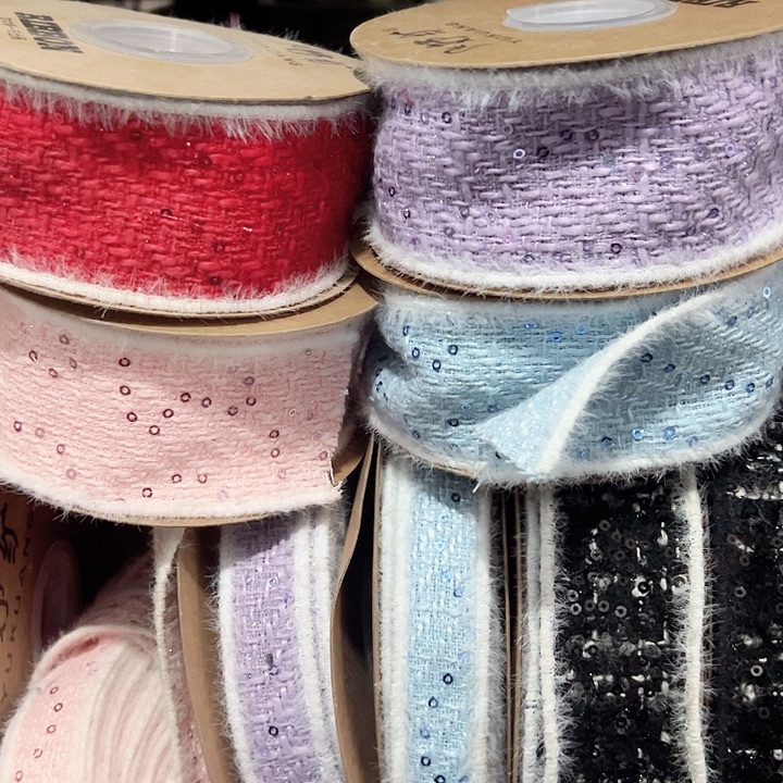 5的亮片毛边小香风粉蓝紫大红各5码材料