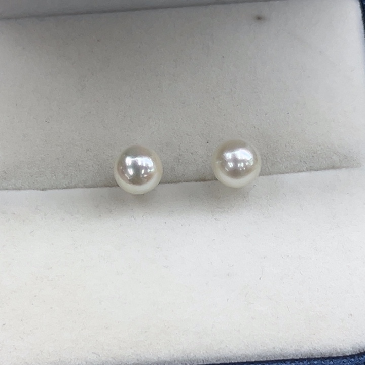 耳饰银S925镶嵌海水珍珠7-8mm 105号