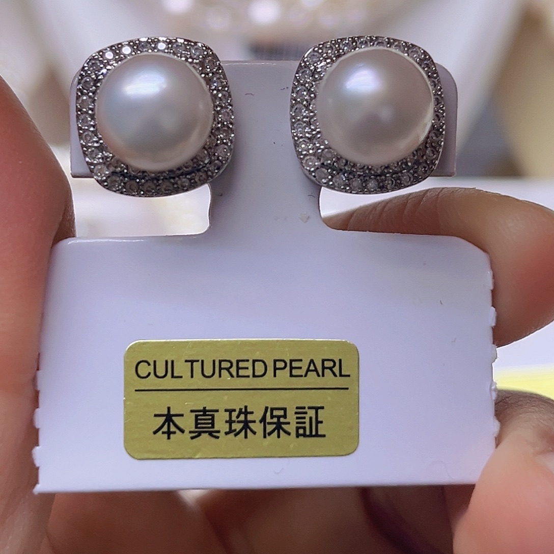 银S925镶嵌吊坠或者耳钉淡水珍珠