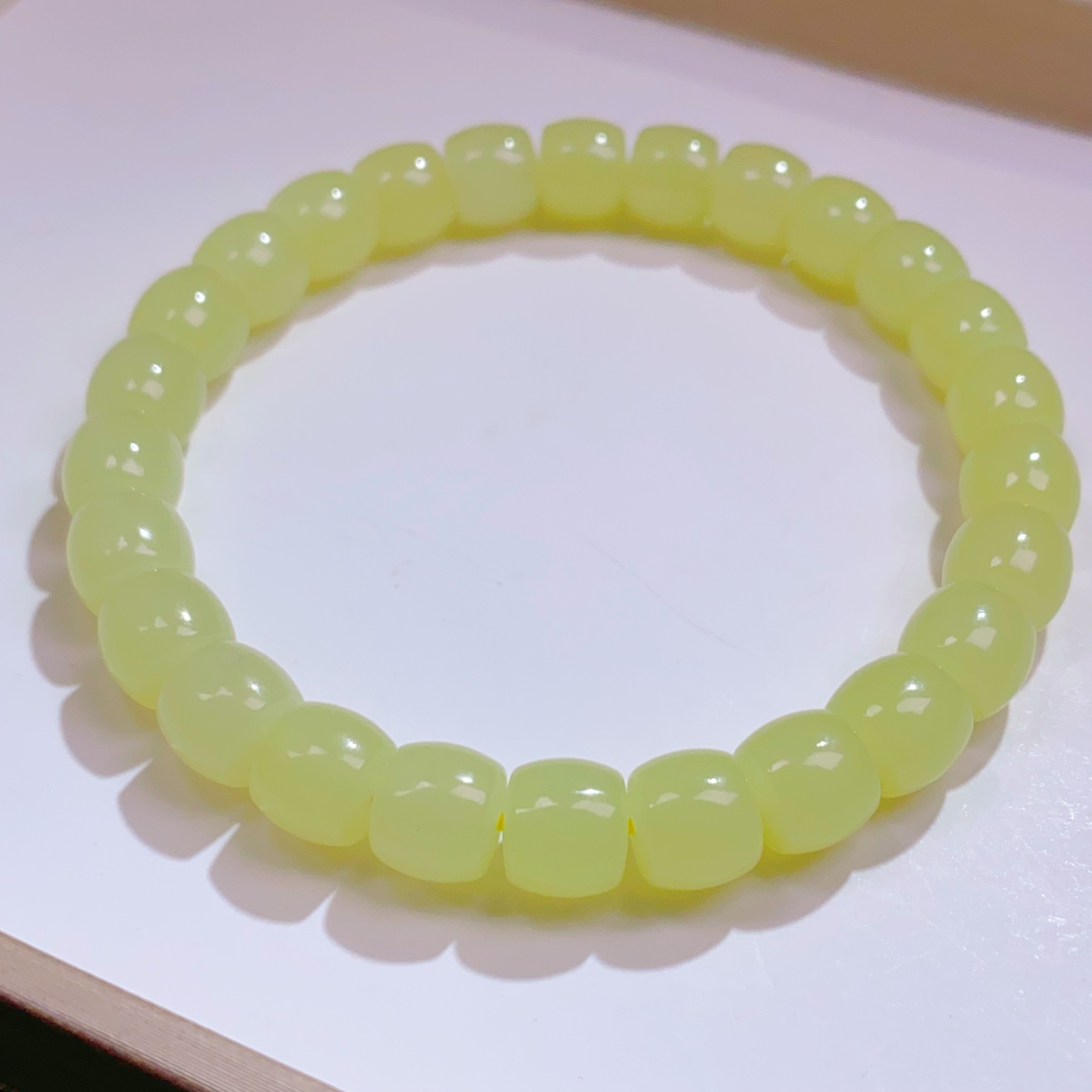 天然和田玉新疆若羌黄口直切老型手链手串素单圈百搭冰润底@0033